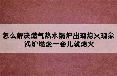 怎么解决燃气热水锅炉出现熄火现象 锅炉燃烧一会儿就熄火